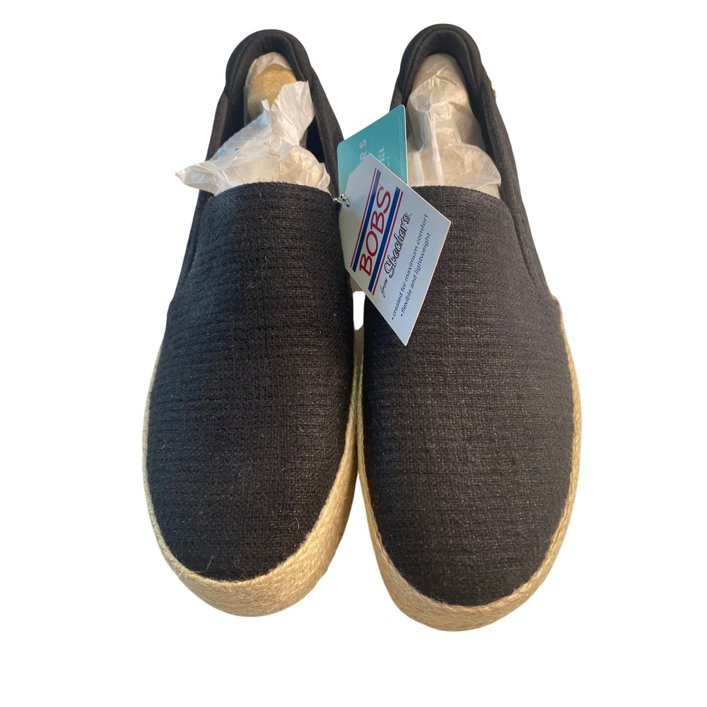 Skechers BOBS Martha Stewart Black Espadrille Platform Slip On Shoes NEW - Picture 2 of 10